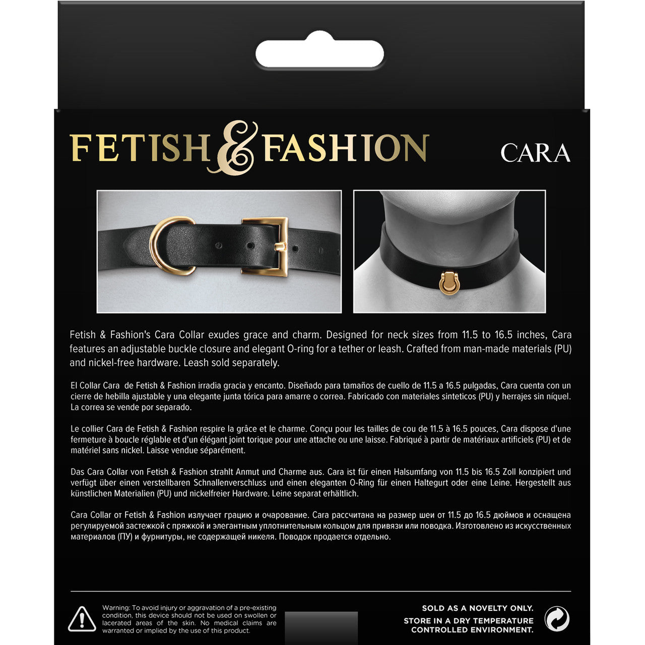 Fetish & Fashion Cara Collar By NS Novelties - Black & Gold