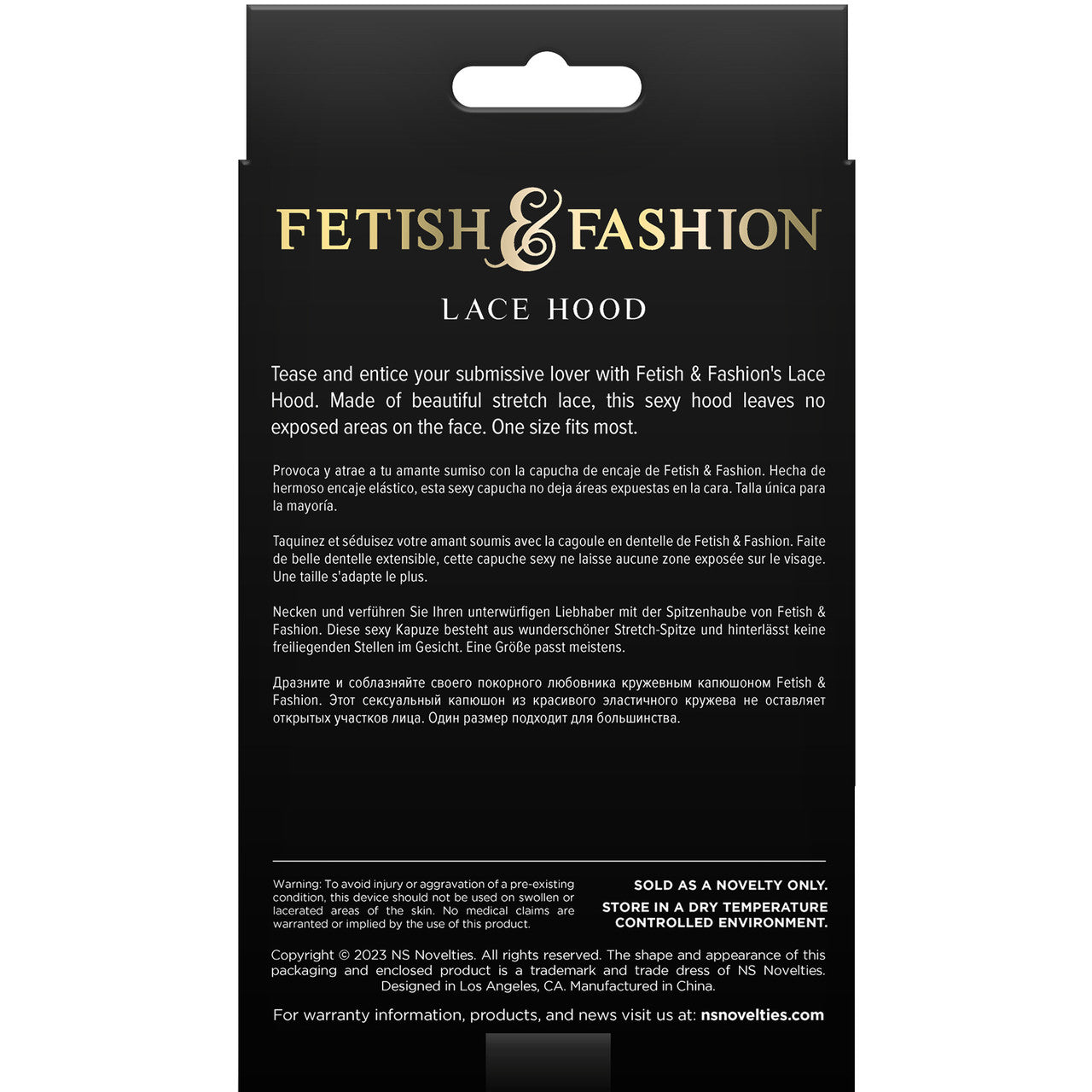 Fetish & Fashion Lace Hood By NS Novelties - White