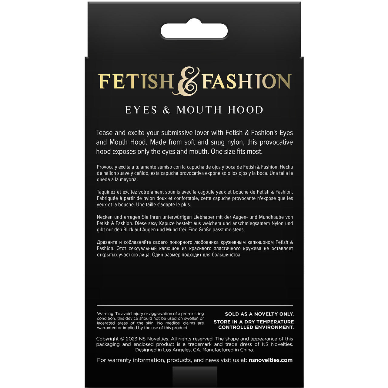 Fetish & Fashion Eyes & Mouth Hood By NS Novelties - White