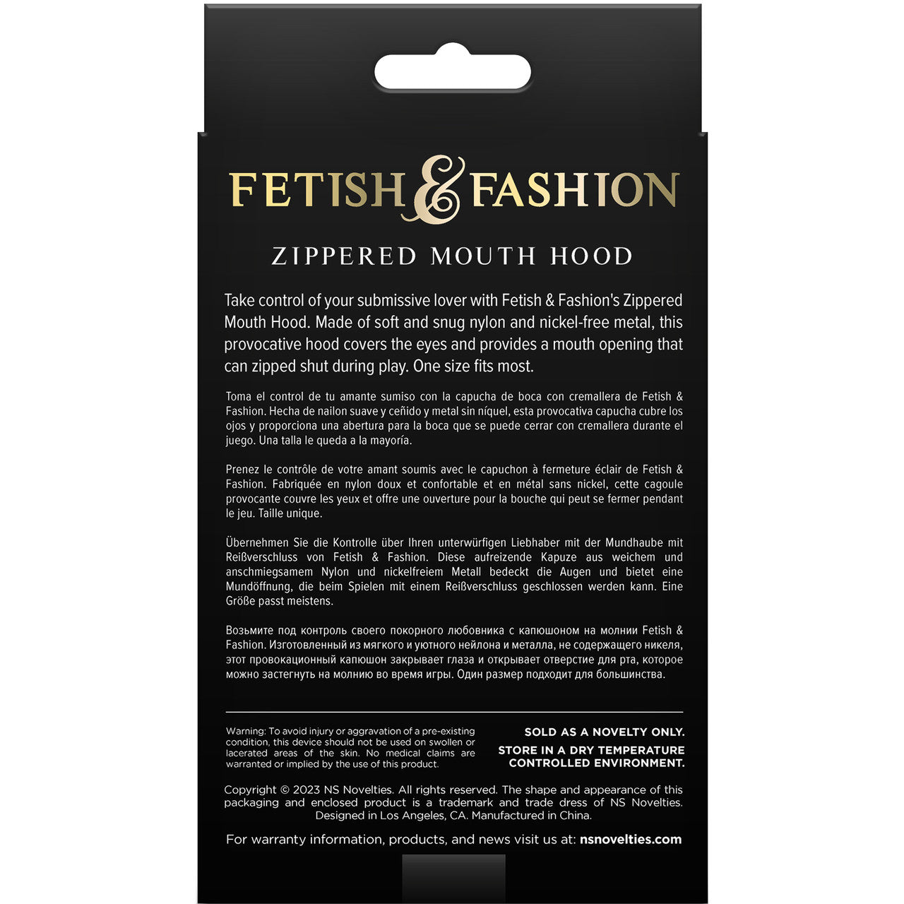 Fetish & Fashion Zippered Mouth Hood By NS Novelties - White