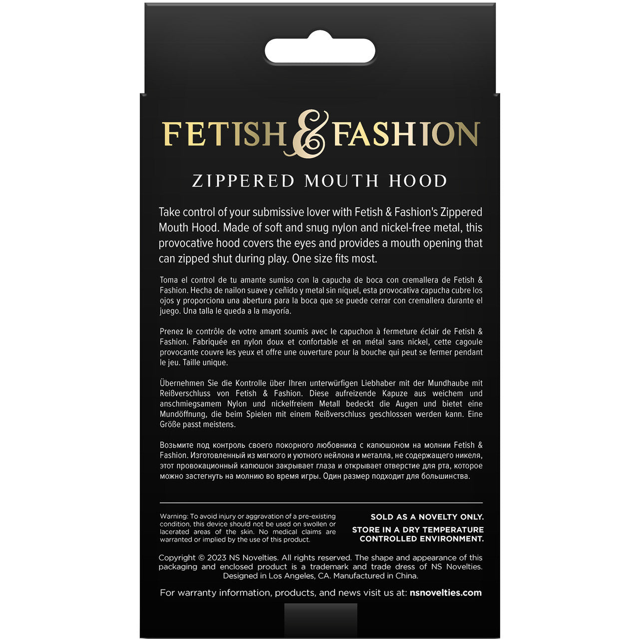 Fetish & Fashion Zippered Mouth Hood By NS Novelties - Black