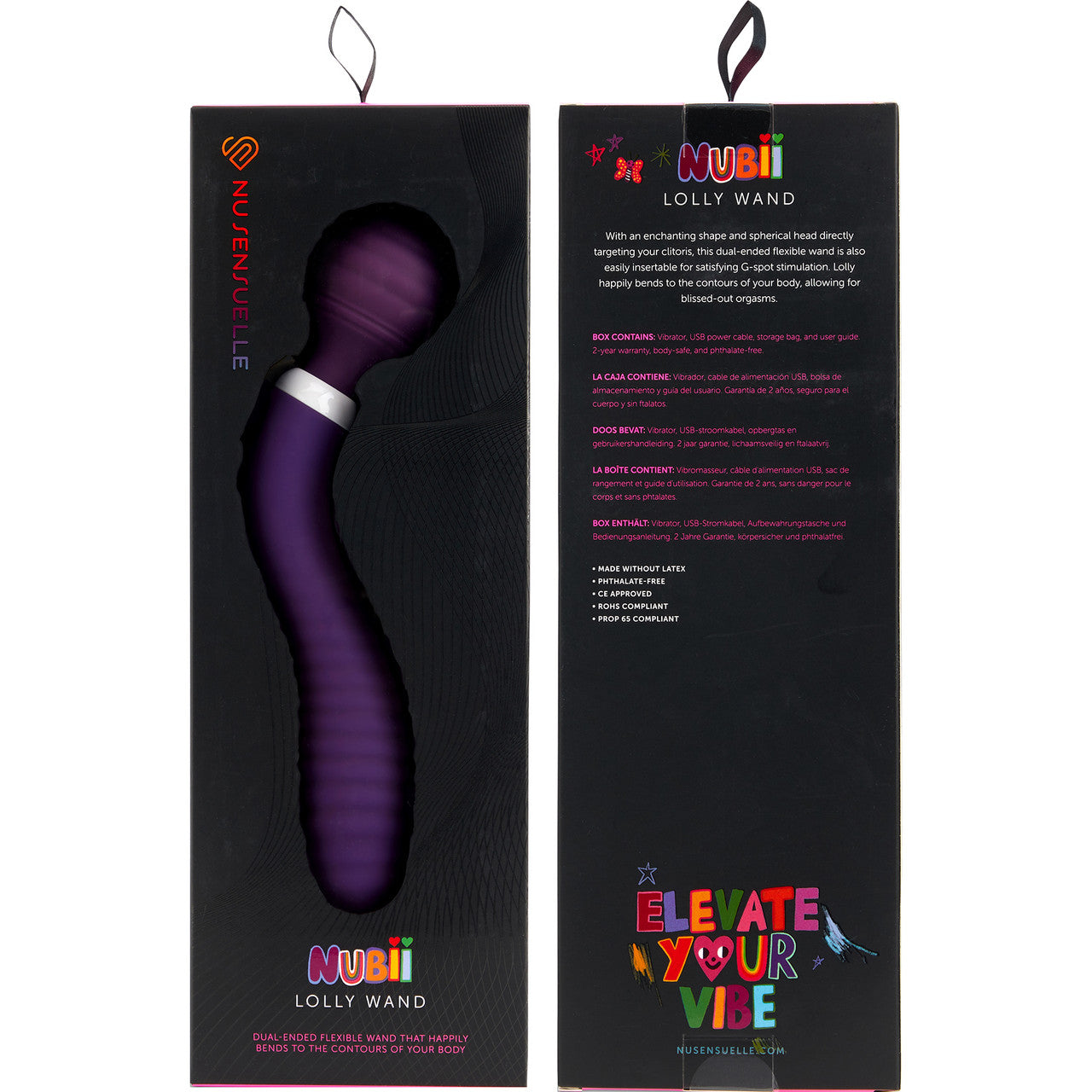 Nubii Lolly Wand Silicone Dual Ended Wand Style & G-Spot Vibrator By Nu Sensuelle - Purple