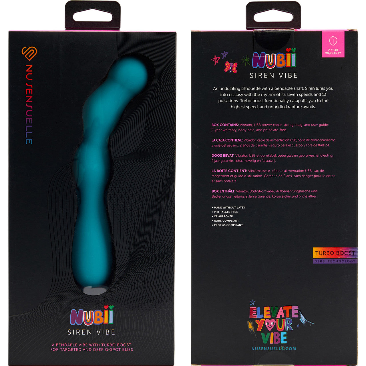 Nubii Siren Rechargeable Silicone Bendable G-Spot Vibrator By Nu Sensuelle - Blue