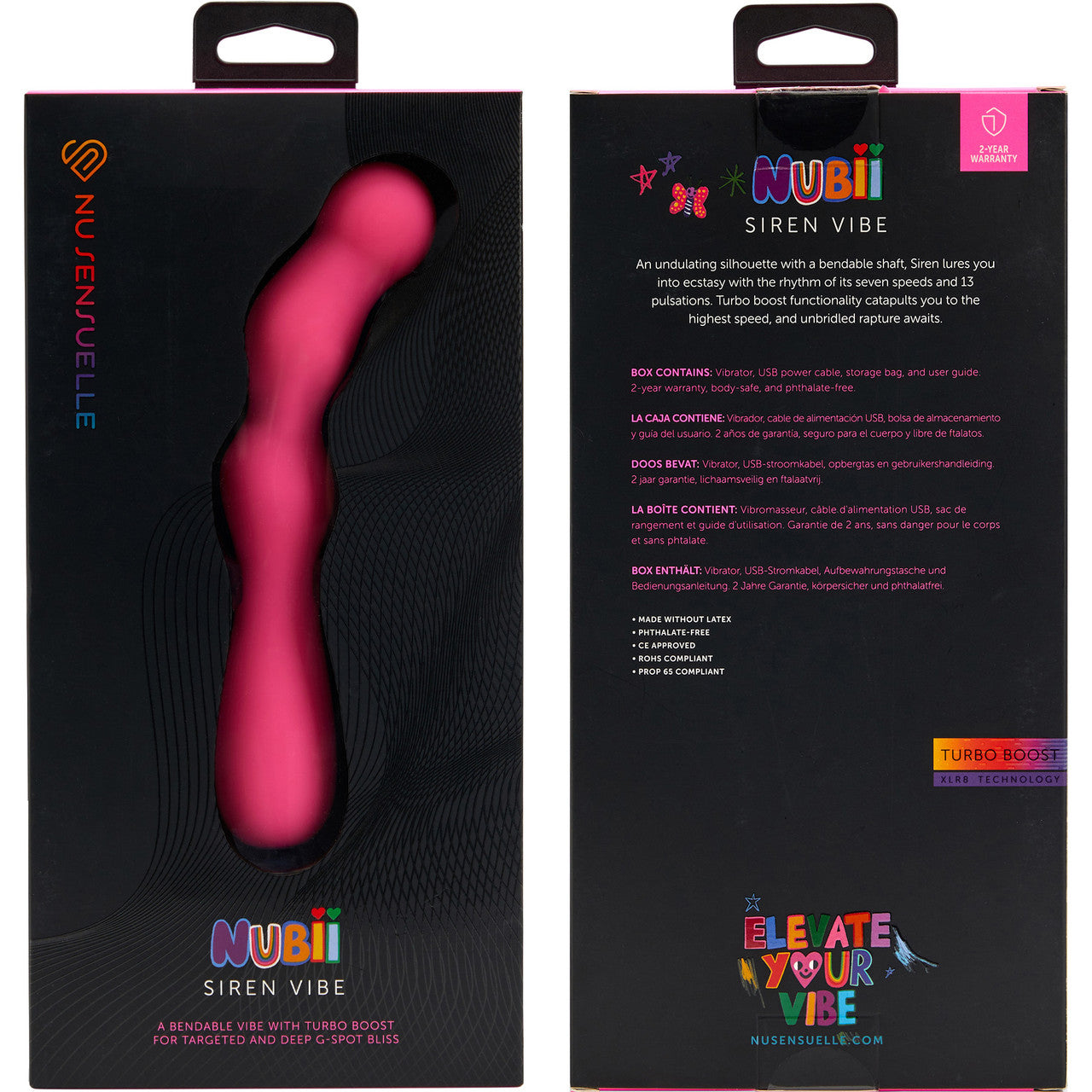 Nubii Siren Rechargeable Silicone Bendable G-Spot Vibrator By Nu Sensuelle - Pink