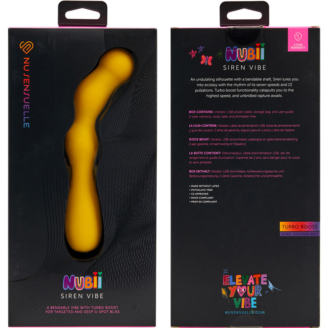 Nubii Siren Rechargeable Silicone Bendable G-Spot Vibrator By Nu Sensuelle - Yellow