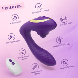 Tracy's Dog OG Pop Silicone Dual Stim G-Spot Vibrator With Clitoral Tapper & Remote - Purple