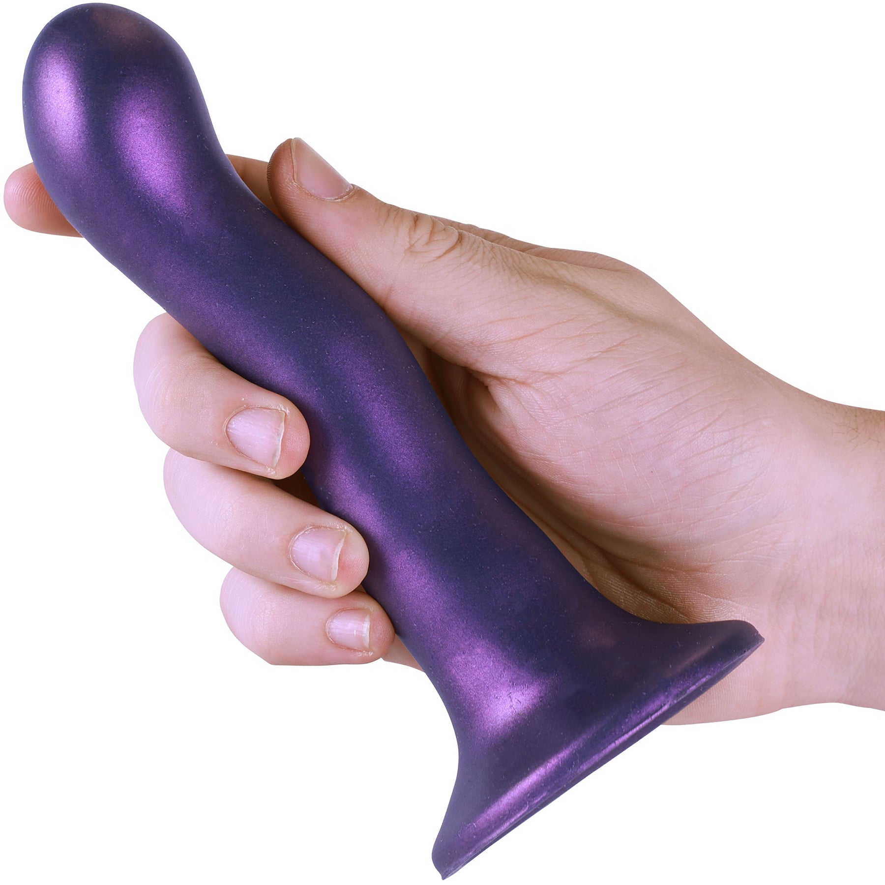 Ouch! 7" Ultra Soft Silicone Curvy G-Spot Dildo - Metallic Purple