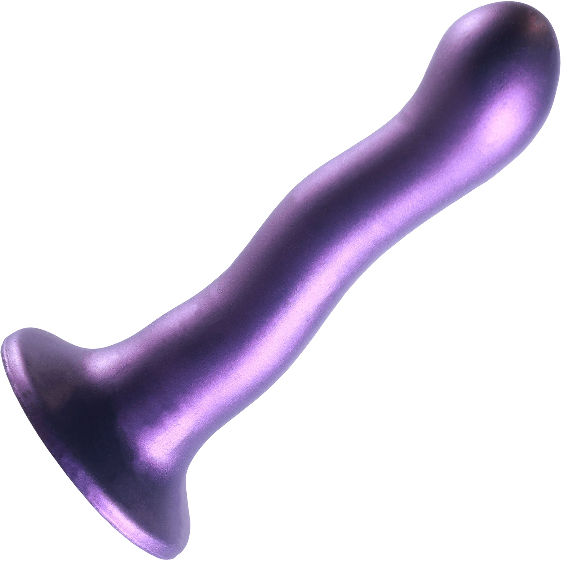 Ouch! 7" Ultra Soft Silicone Curvy G-Spot Dildo - Metallic Purple