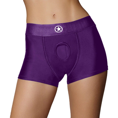 Ouch! Vibrating Strap-On Boxer - Purple