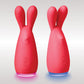 OVO Ner Rechargeable Silicone Clitoral Lay-On Vibrator With Rabbit Ears & LED Base - Coral Red