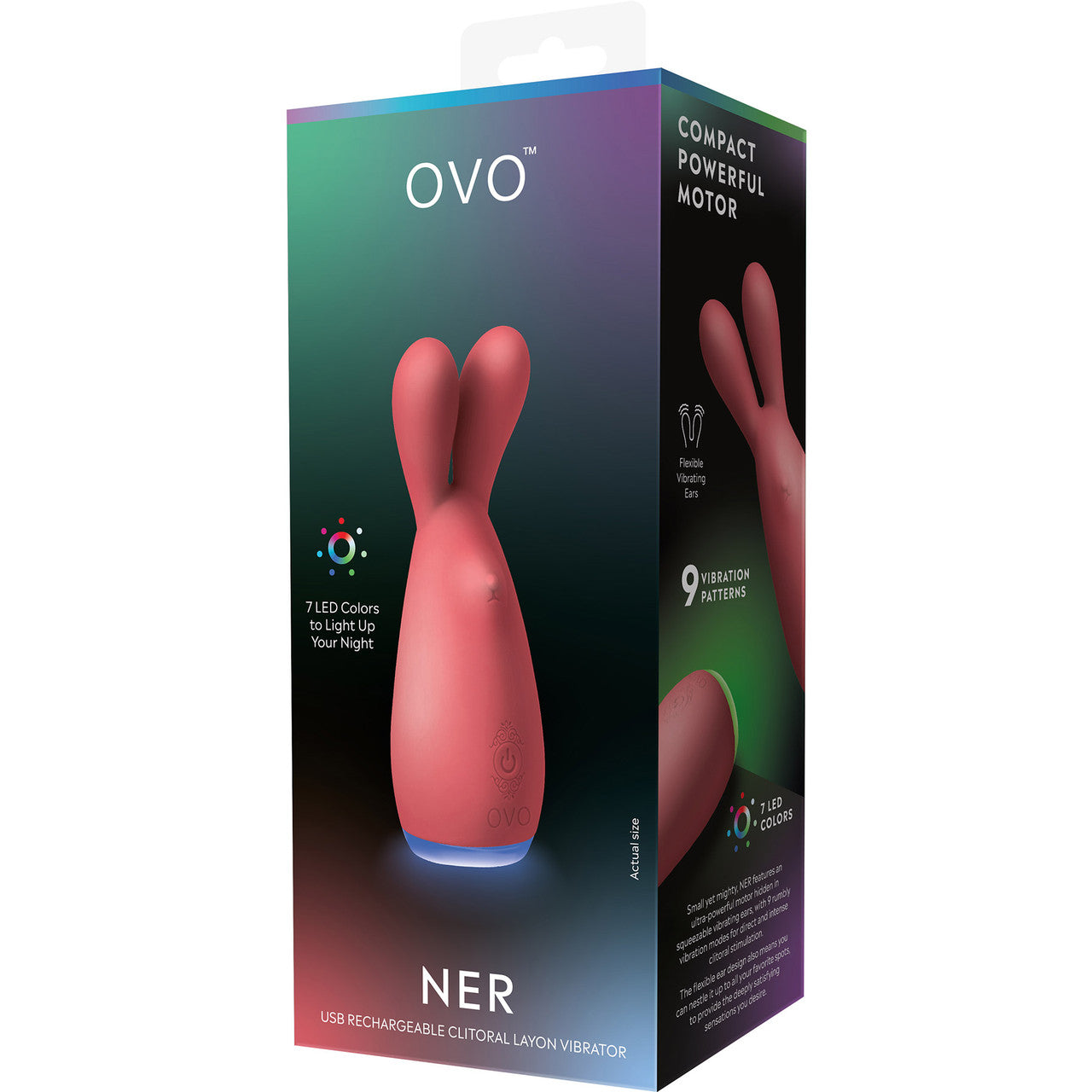 OVO Ner Rechargeable Silicone Clitoral Lay-On Vibrator With Rabbit Ear OVO Ner Rechargeable Silicone Clitoral Lay-On Vibrator With Rabbit Ear