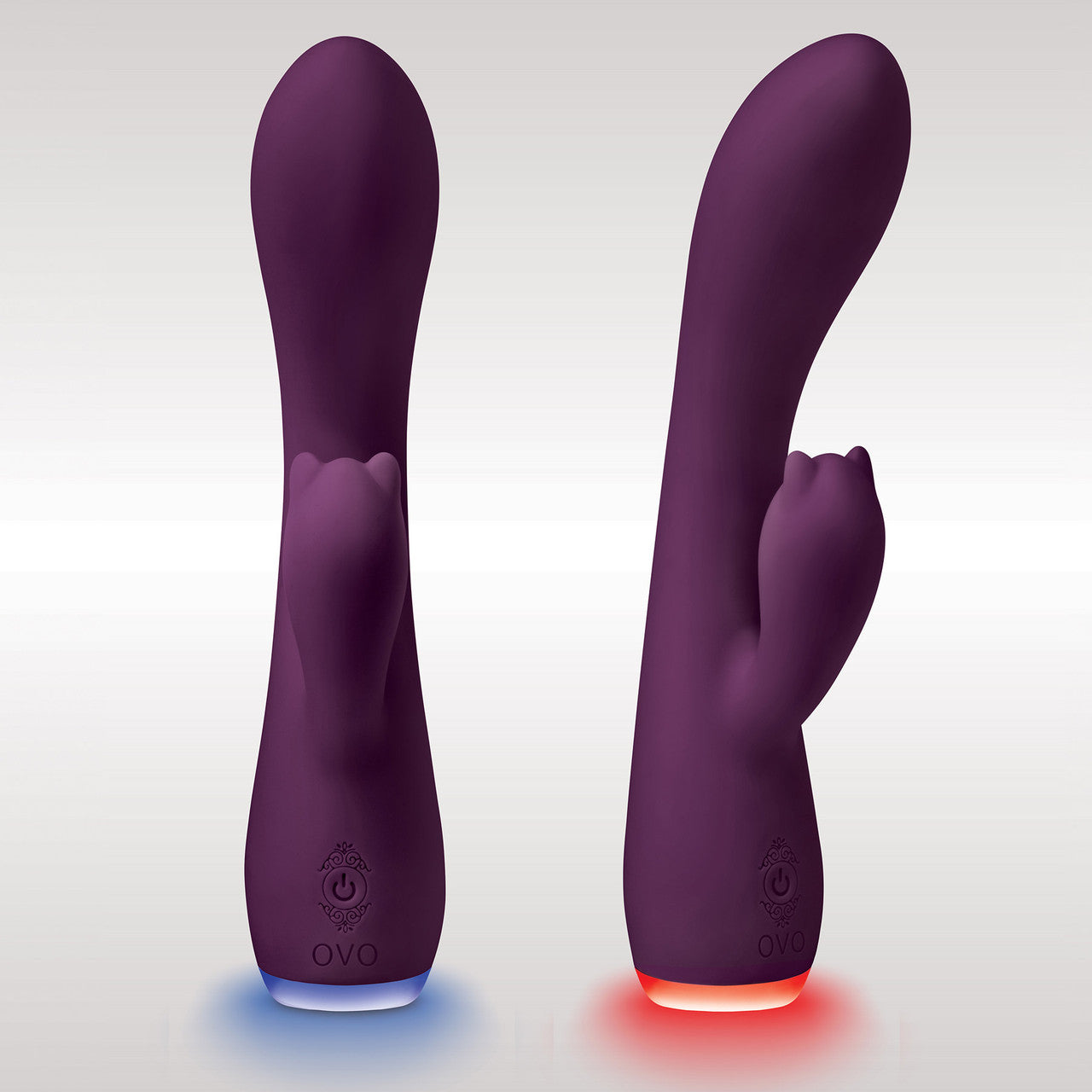 OVO Beacon Rechargeable Silicone Rabbit Vibrator With LED Base - Purple