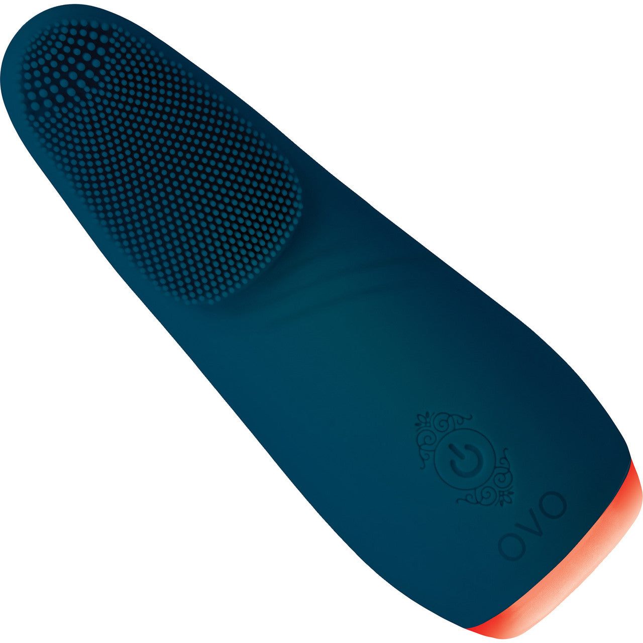 OVO Kiran Rechargeable Silicone Warming Lay-On Vibrator With Textured Head & LED Base - Blue