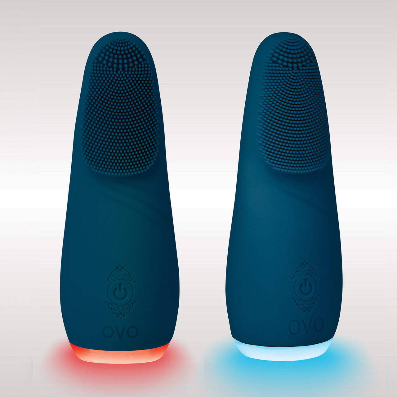 OVO Kiran Rechargeable Silicone Warming Lay-On Vibrator With Textured Head & LED Base - Blue