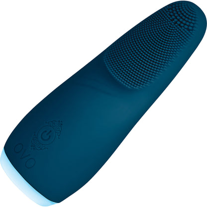 OVO Kiran Rechargeable Silicone Warming Lay-On Vibrator With Textured Head & LED Base - Blue