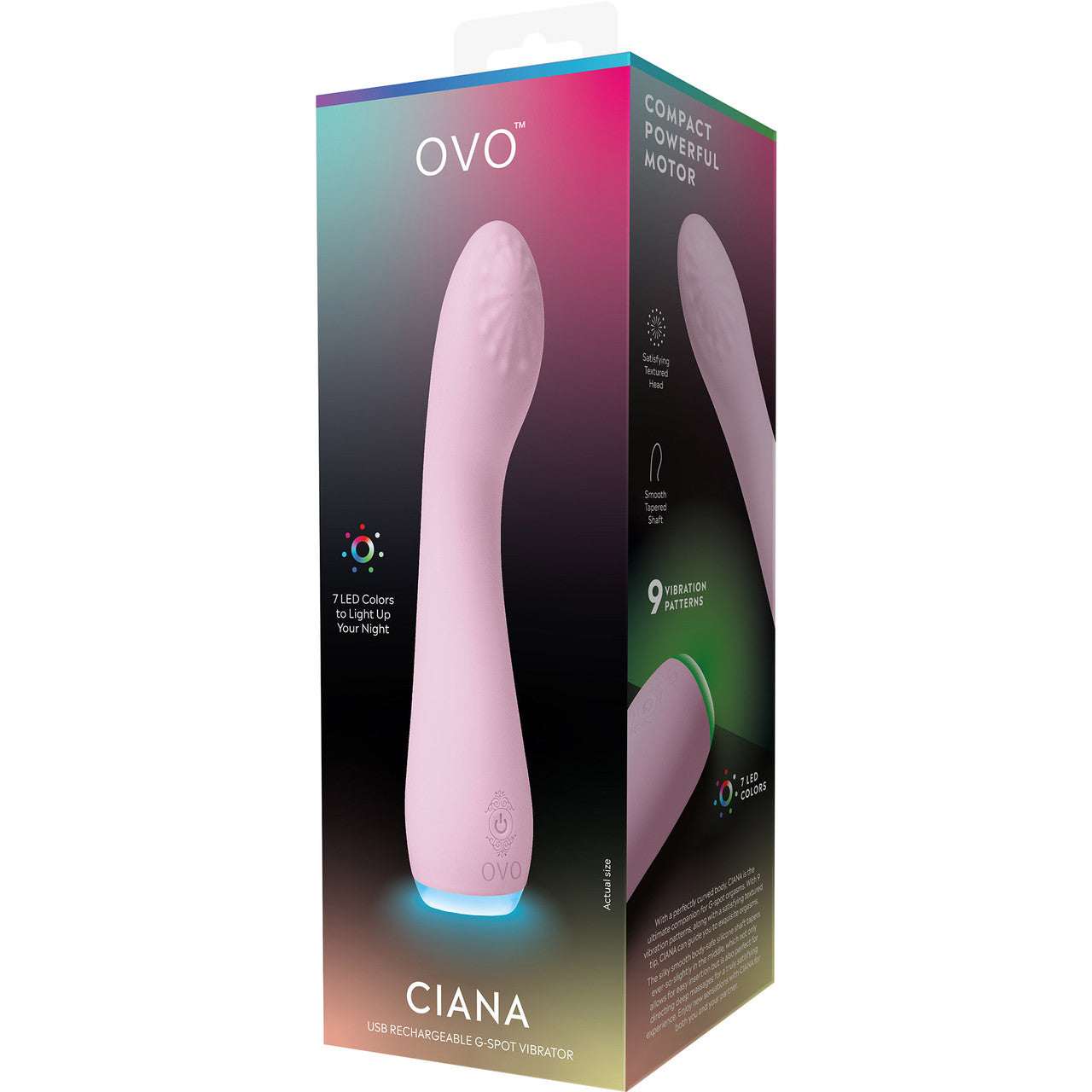 OVO Ciana Rechargeable Silicone G-Spot Vibrator With LED Base - Pink