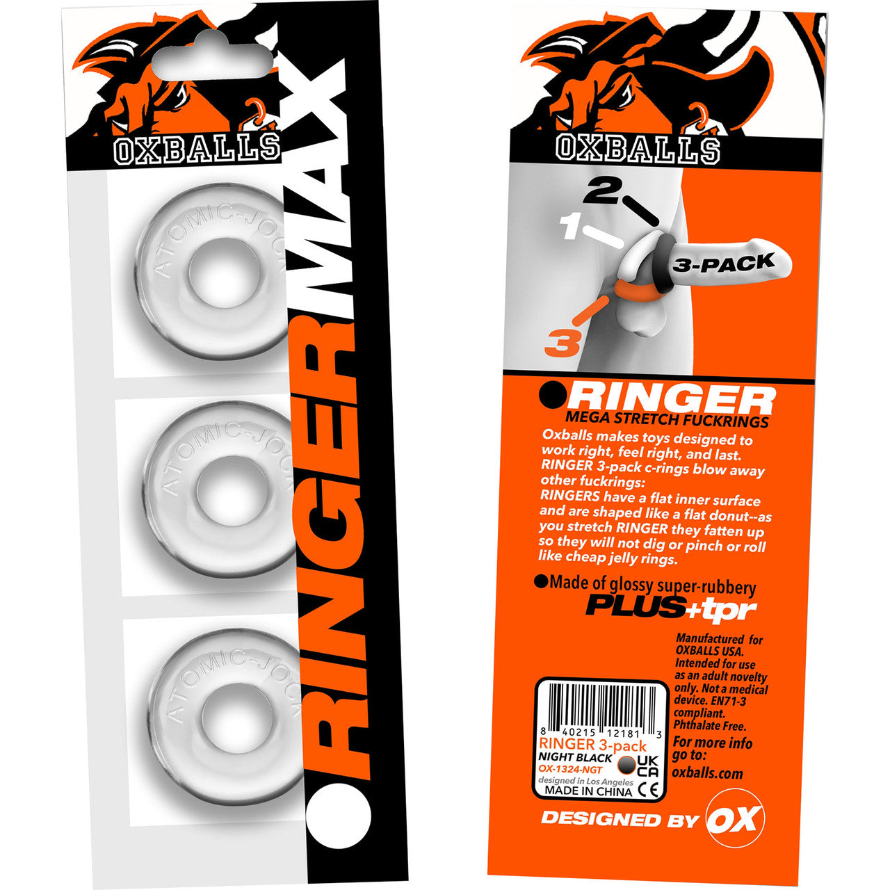 Oxballs Ringer Max Stretchy Cock Ring Set of 3 - Clear