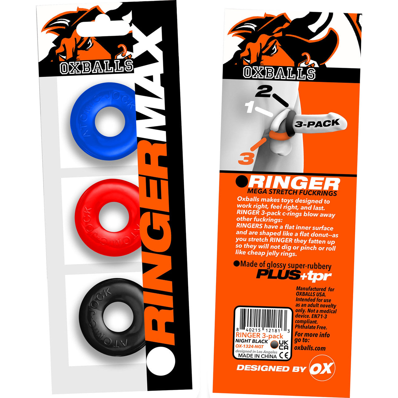 Oxballs Ringer Max Stretchy Cock Ring Set of 3 - Multicolor