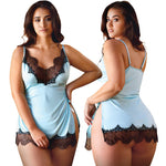 Curve Elise Lace Trim Chemise with Cinched Ties & Panty by Fantasy Lingerie