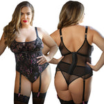 Curve Autumn Floral Burnout Bustier & Matching Panty by Fantasy Lingerie