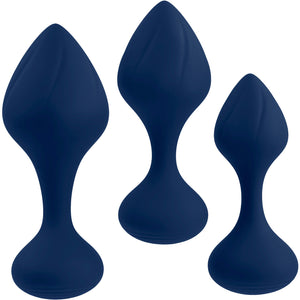 Playboy Pleasure Tail Trainer Silicone 3 Piece Anal Training Kit - Navy