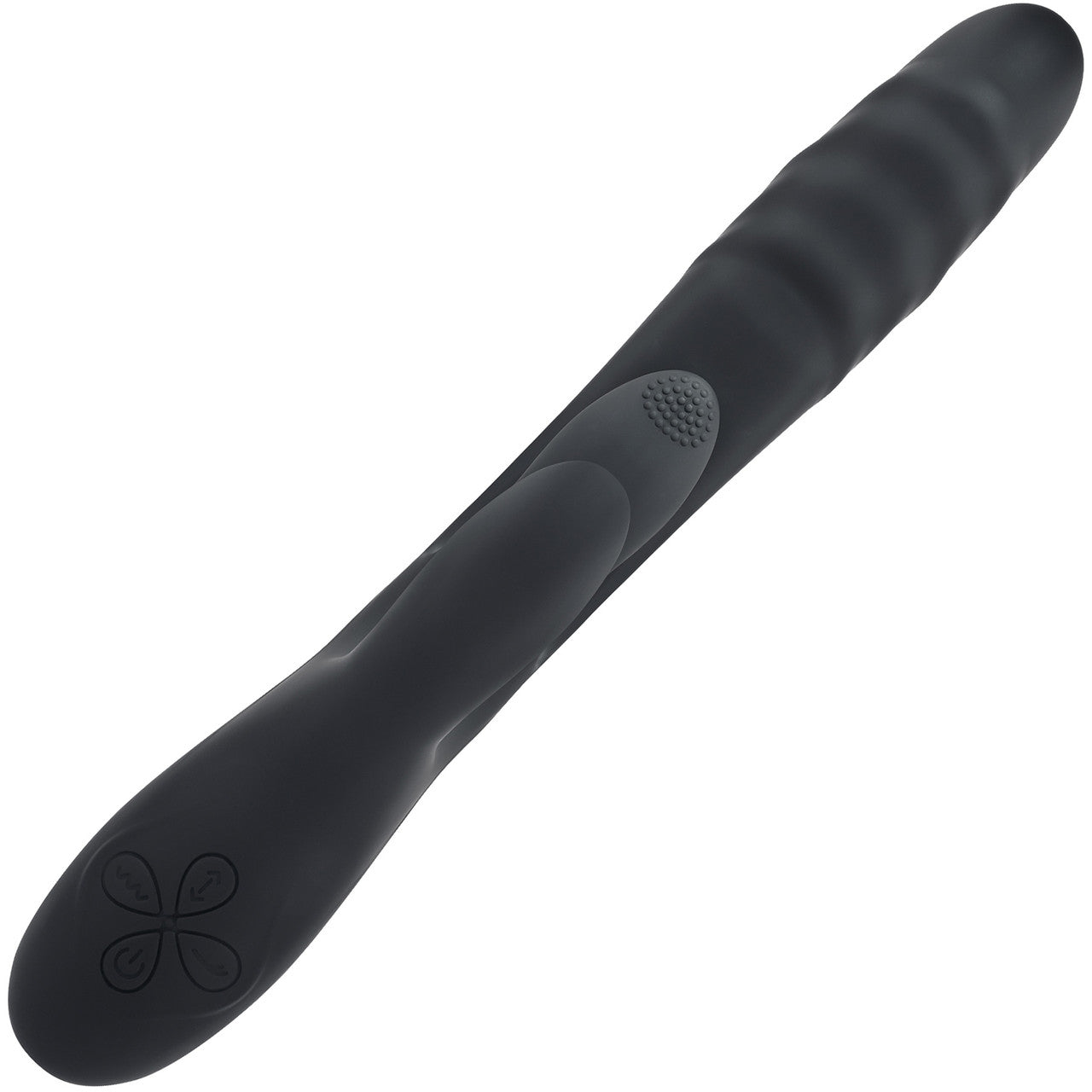 Playboy Pleasure Rapid Rabbit Waterproof Rechargeable Silicone Dual Stimulation Vibrator - Black