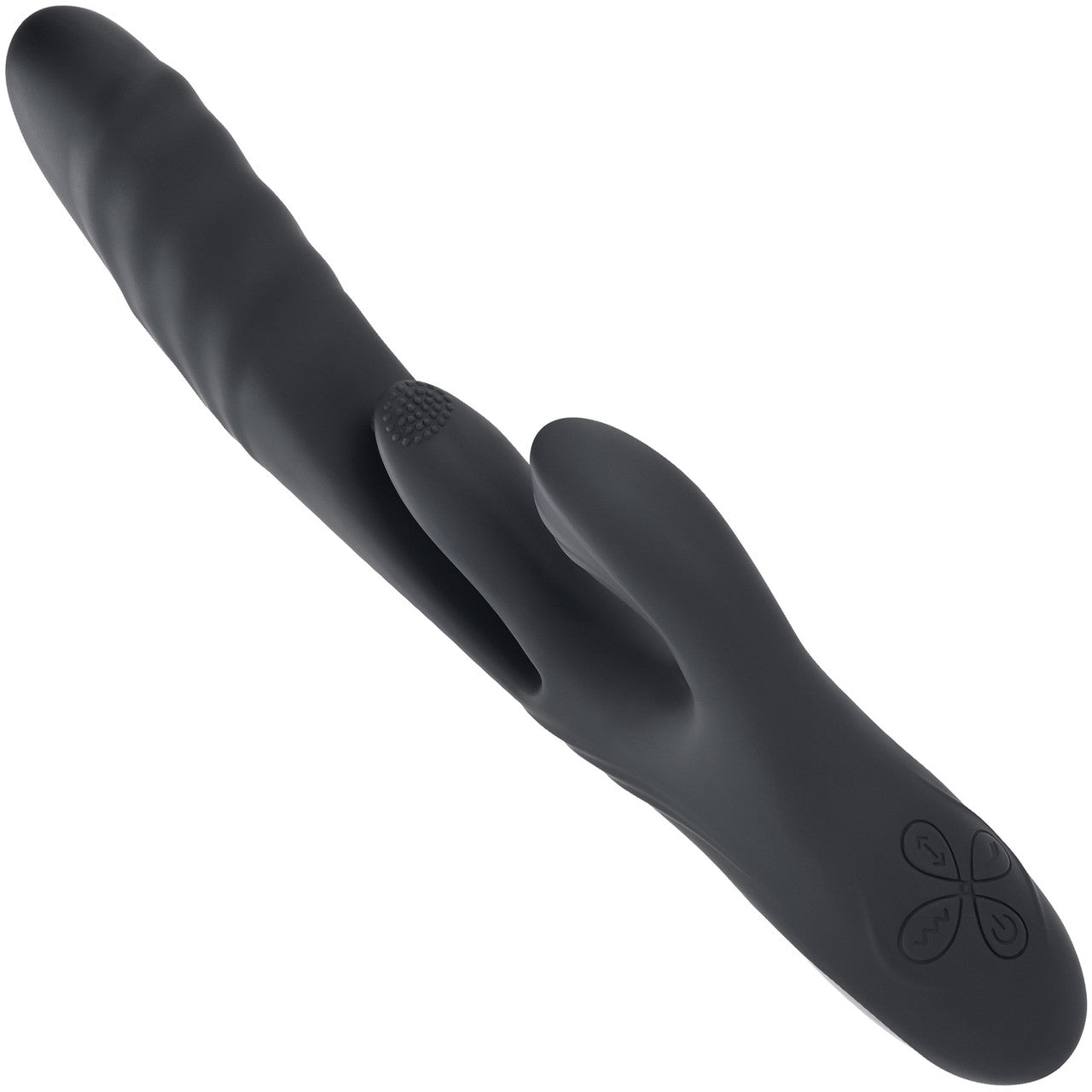 Playboy Pleasure Rapid Rabbit Waterproof Rechargeable Silicone Dual Stimulation Vibrator - Black