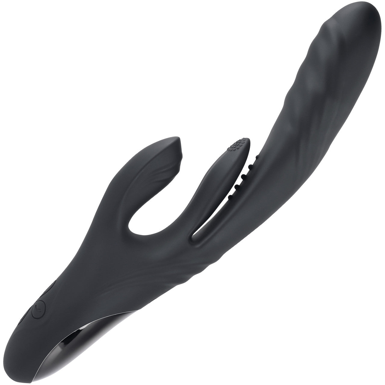 Playboy Pleasure Rapid Rabbit Waterproof Rechargeable Silicone Dual Stimulation Vibrator - Black