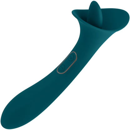 Playboy Pleasure True Indulgence Rechargeable Silicone Double Ended Tongue Stroking Vibrator - Teal