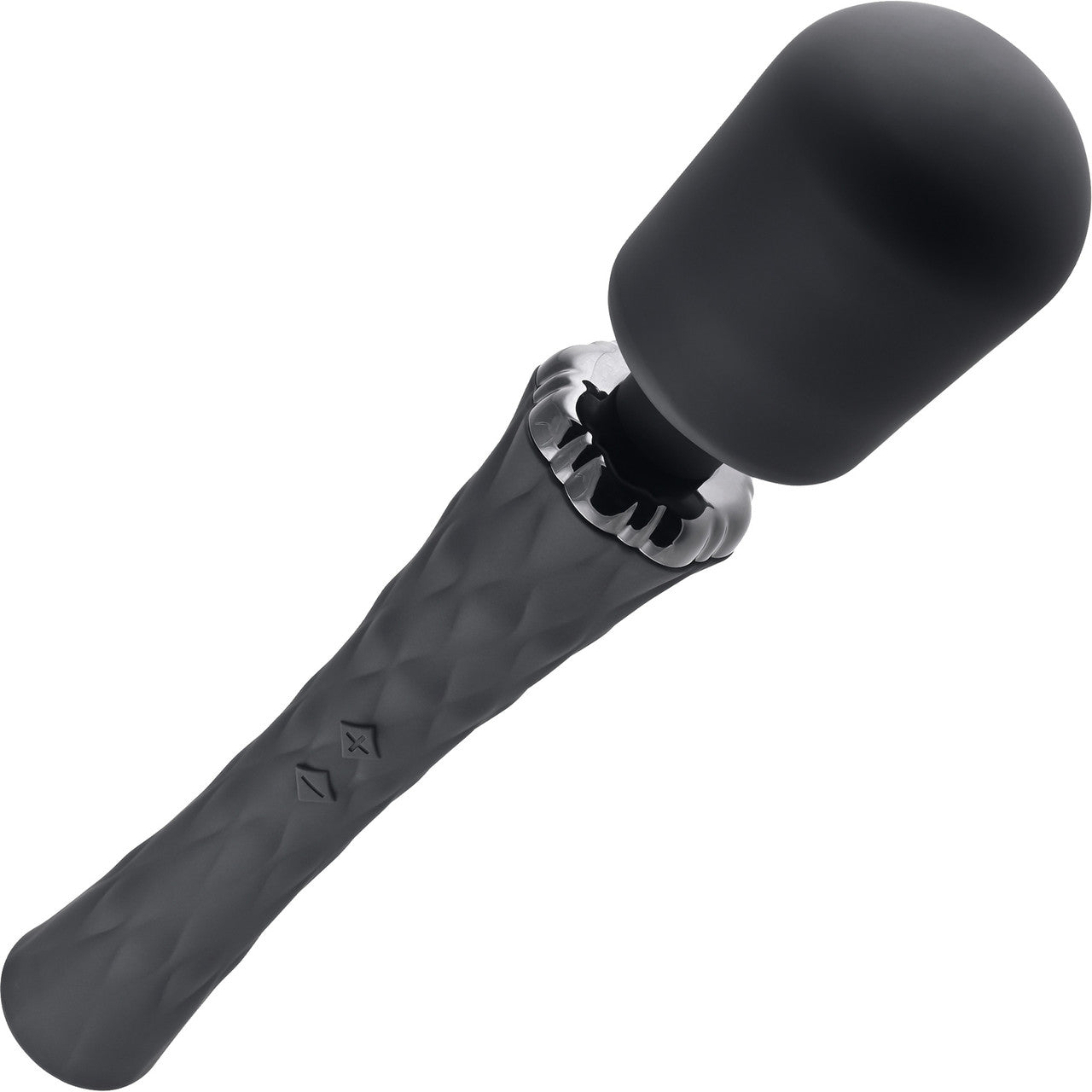 Playboy Pleasure Royal Rechargeable Silicone Vibrating Massage Wand - Black