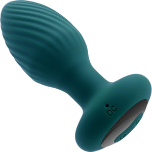 Playboy Pleasure Spinning Tail Teaser Silicone Rotating Vibrating Butt Plug With Remote - Evergreen