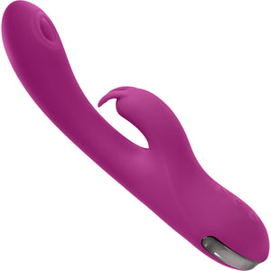 Playboy Pleasure Thumper Waterproof Rechargeable Silicone Tapping Rabbit Vibrator - Fuchsia