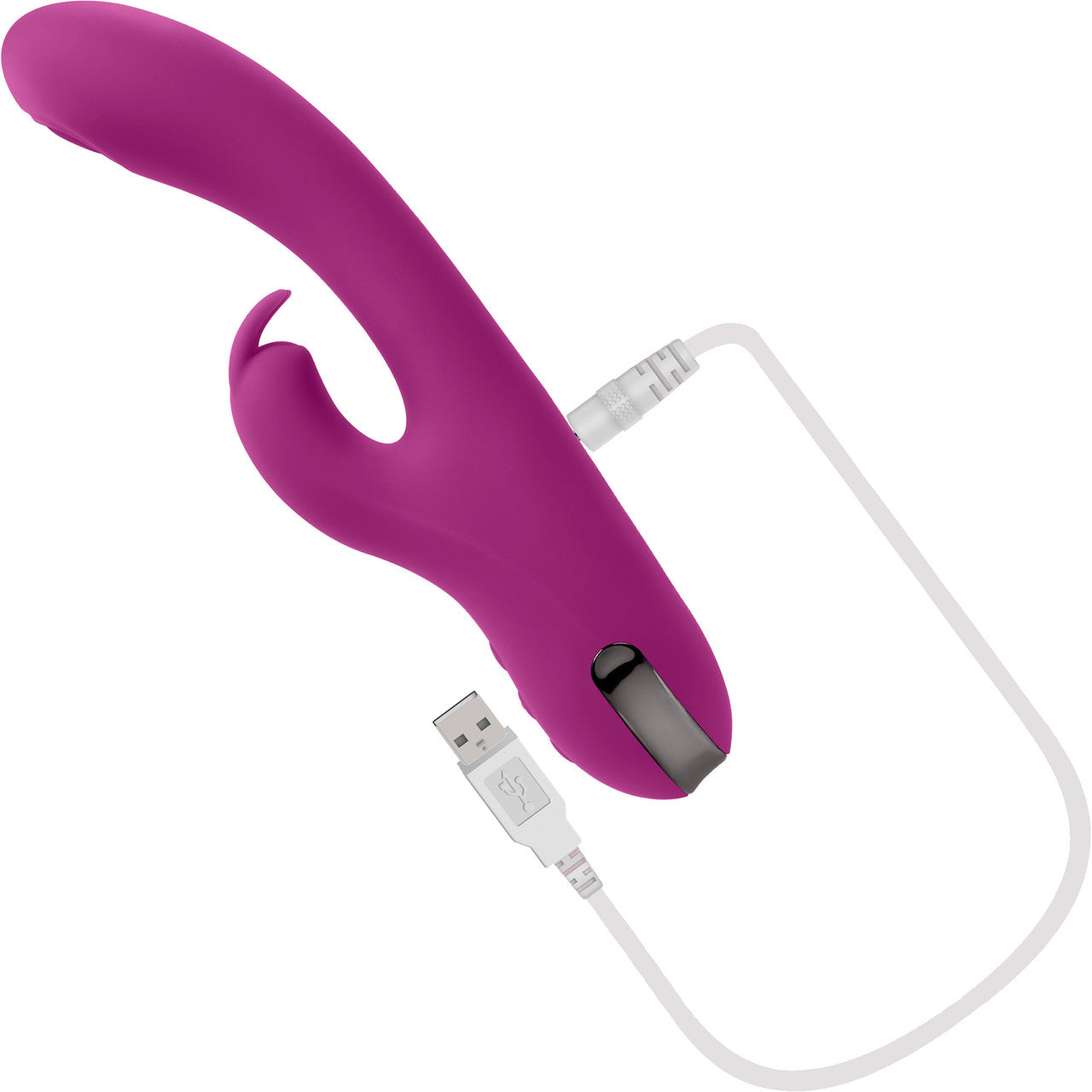 Playboy Pleasure Thumper Waterproof Rechargeable Silicone Tapping Rabbit Vibrator - Fuchsia