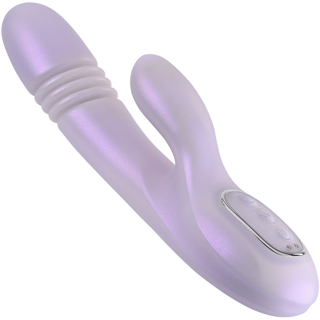 Playboy Pleasure Bumping Bunny Warming Rechargeable Silicone Thrusting Rabbit Vibrator - Lavender