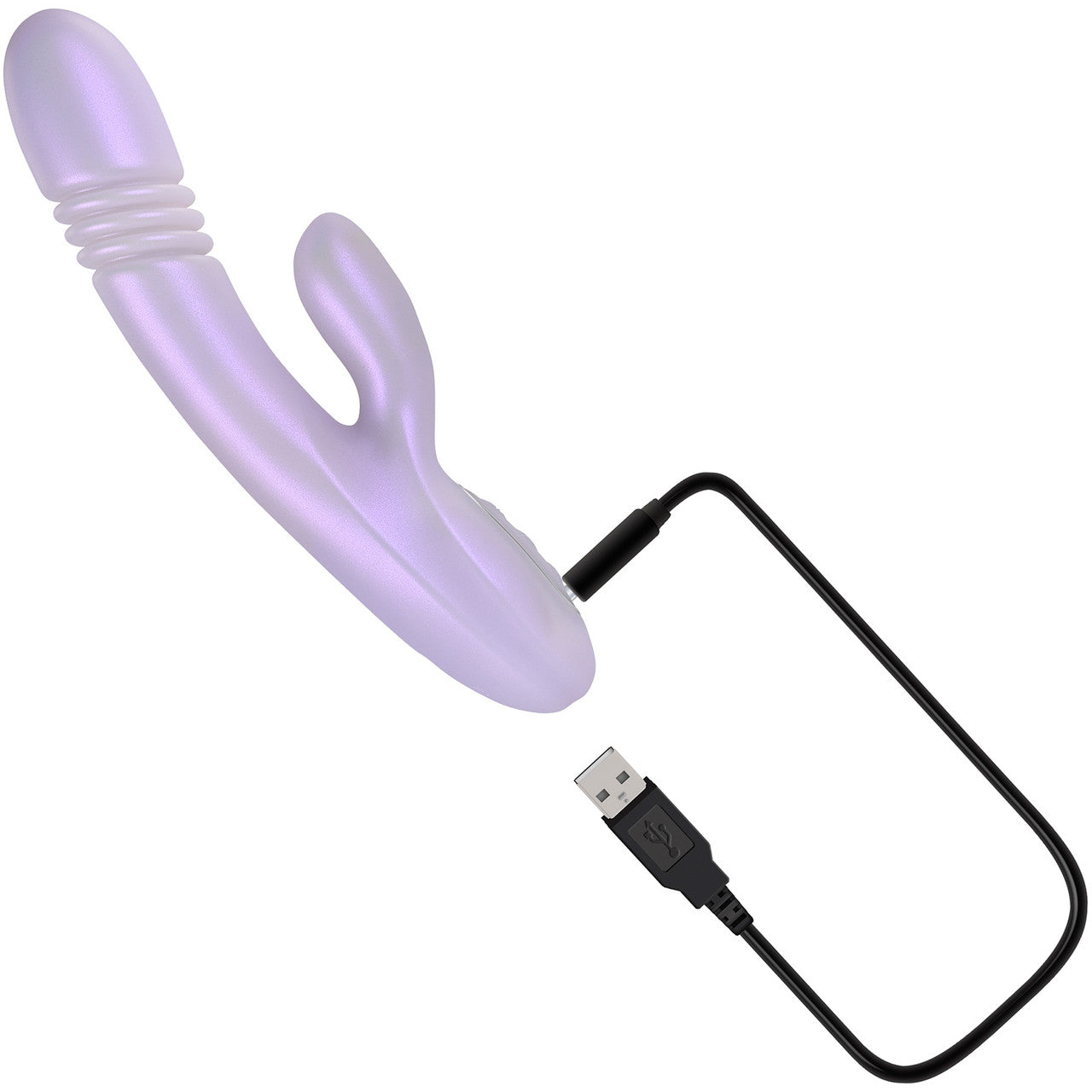 Playboy Pleasure Bumping Bunny Warming Rechargeable Silicone Thrusting Rabbit Vibrator - Lavender