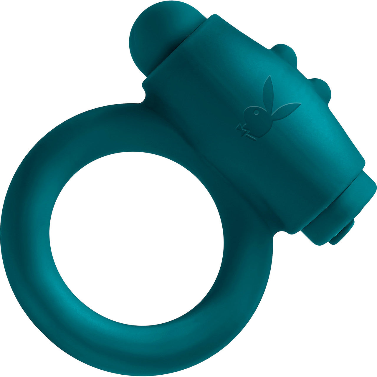 Playboy Pleasure Bunny Buzzer Rechargeable Silicone Vibrating Cock Ring - Evergreen