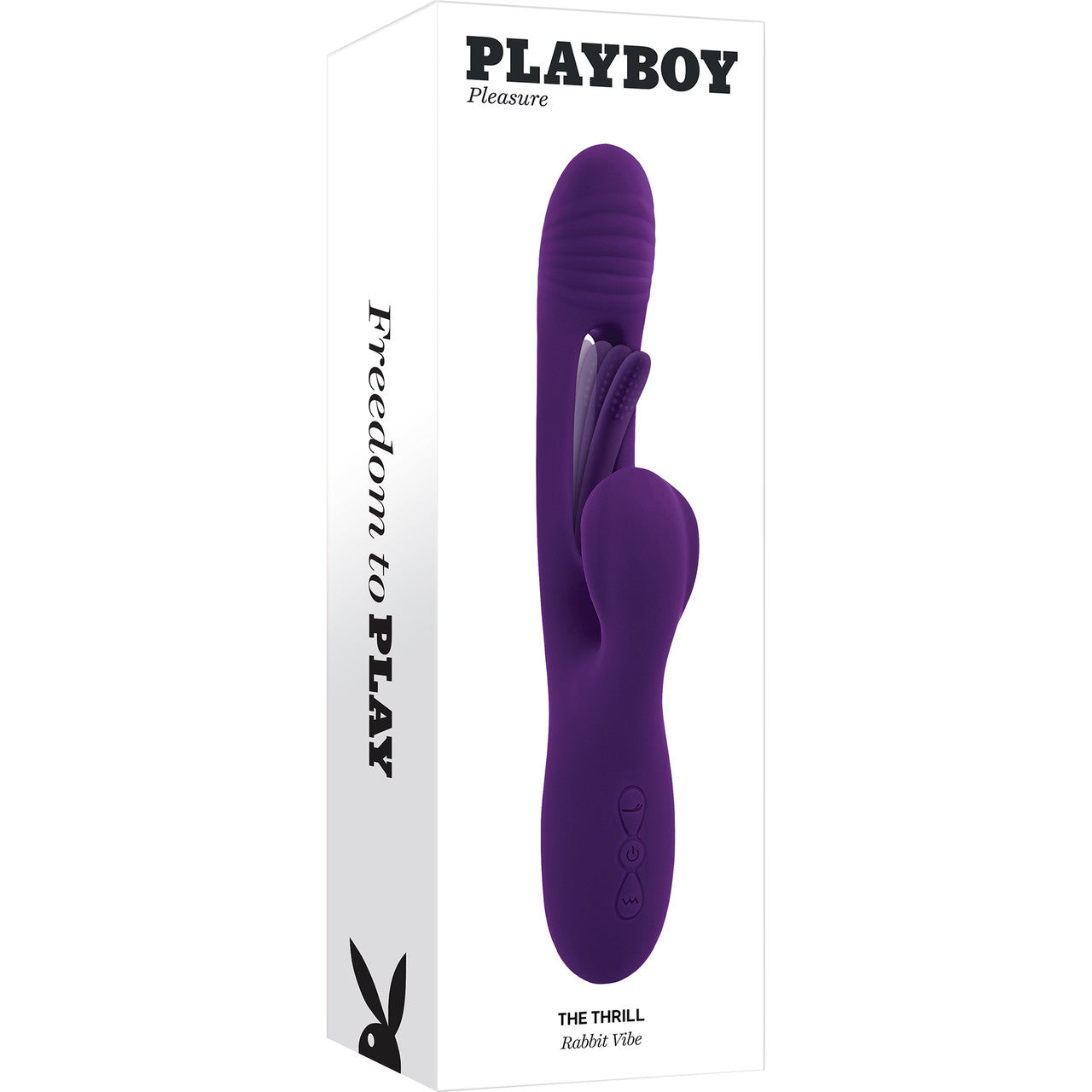 Playboy Pleasure The Thrill Waterproof Silicone Dual Stimulation Vibrator With Mid-Shaft Flapper - Purple