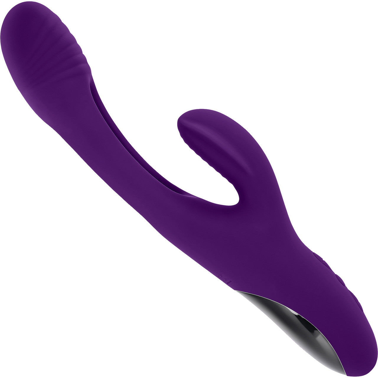 Playboy Pleasure The Thrill Waterproof Silicone Dual Stimulation Vibrator With Mid-Shaft Flapper - Purple