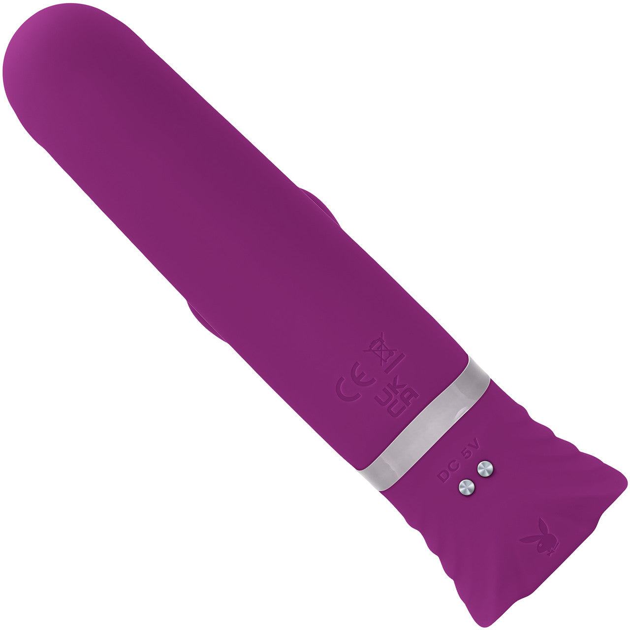 Playboy Pleasure Tap That Waterproof Rechargeable Silicone Dual Stimulation Vibrator - Purple