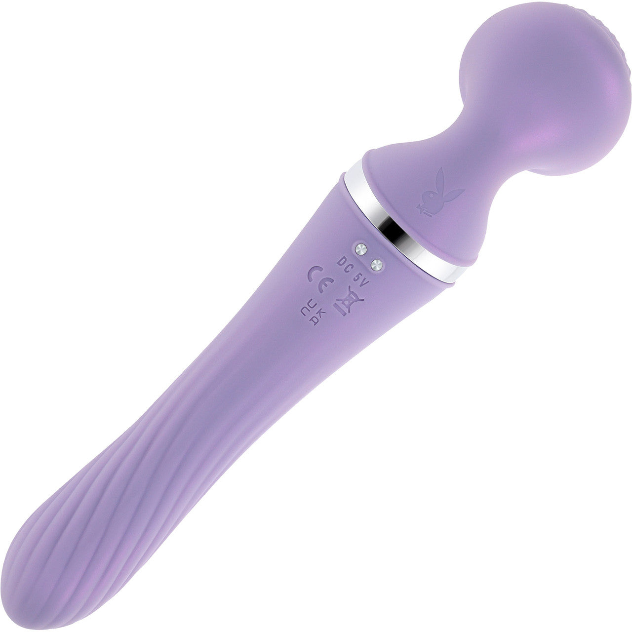 Playboy Pleasure Vibrato Rechargeable Waterproof Silicone Dual-Ended Vibrating Wand - Purple