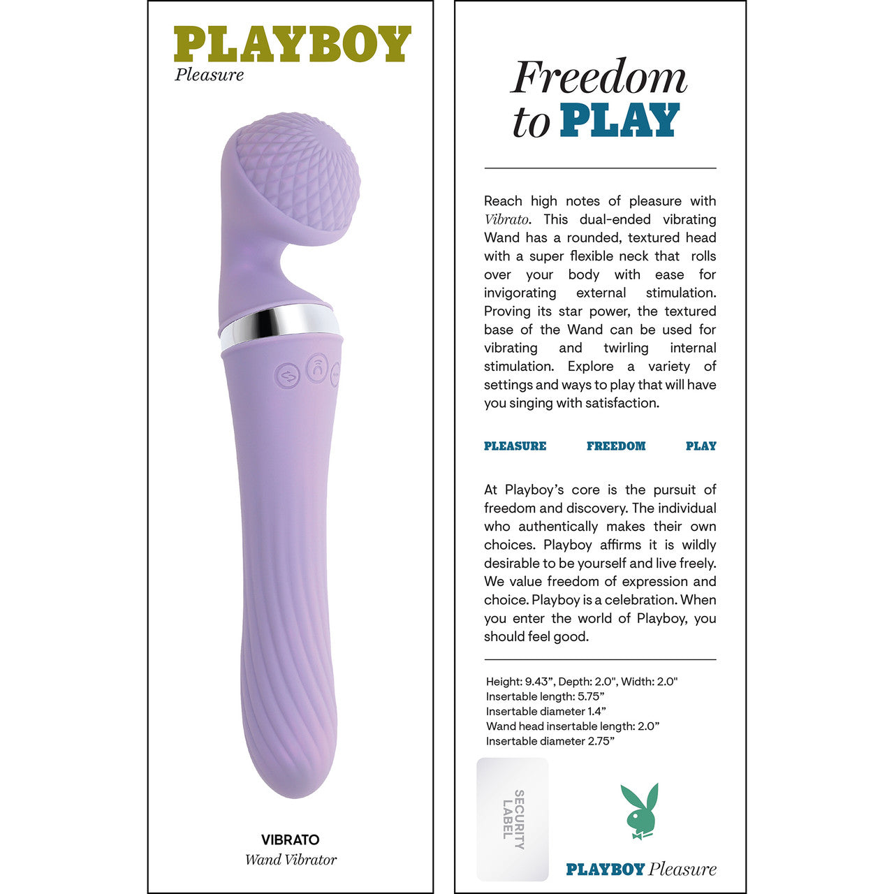 Playboy Pleasure Vibrato Rechargeable Waterproof Silicone Dual-Ended Vibrating Wand - Purple