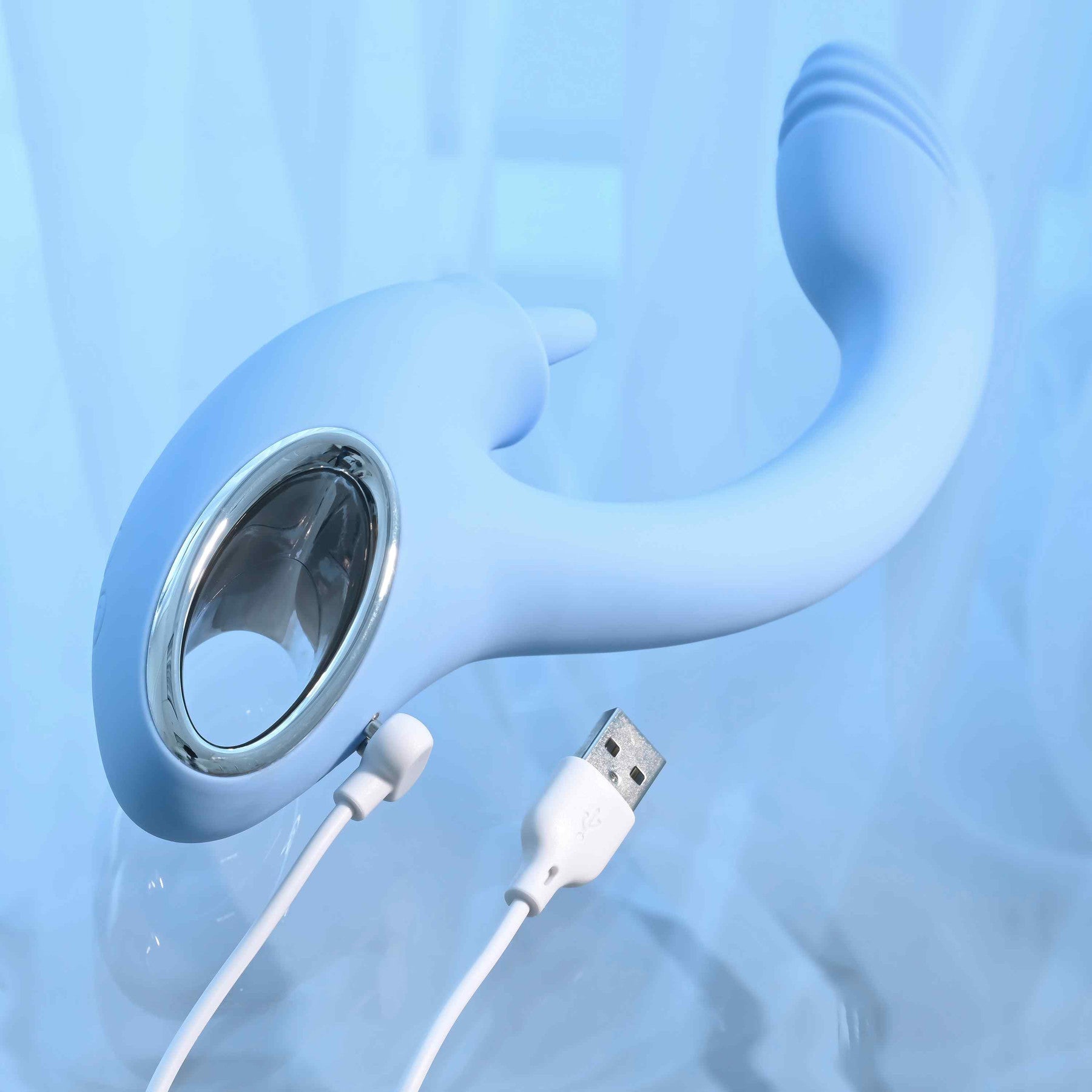 Playboy Pleasure Sapphire Sky Rechargeable Silicone Double-Tongued Rabbit Vibrator