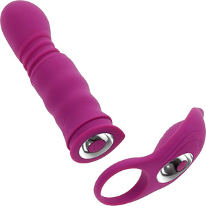 Playboy Pleasure Match Play Silicone Dual Stimulation Thrusting Vibrator With Removable Cock Ring