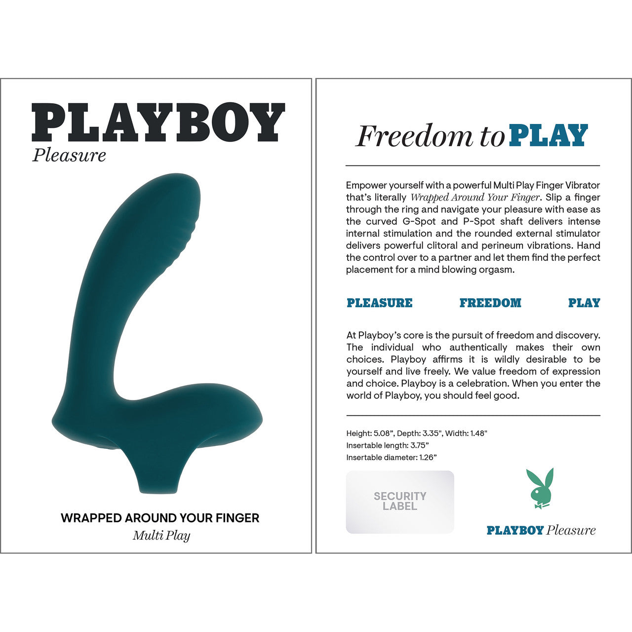 Playboy Pleasure Wrapped Around Your Finger Rechargeable Silicone G-Spot & P-Spot Finger Vibrator - Green