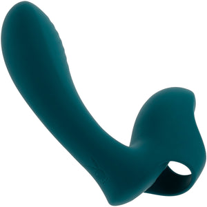 Playboy Pleasure Wrapped Around Your Finger Rechargeable Silicone G-Spot & P-Spot Finger Vibrator - Green