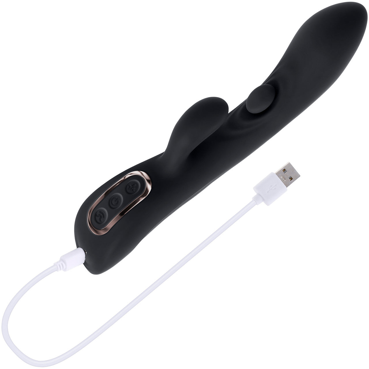 Playboy Pleasure That's The Spot Rechargeable Waterproof Silicone Tapping Rabbit Vibrator - Black