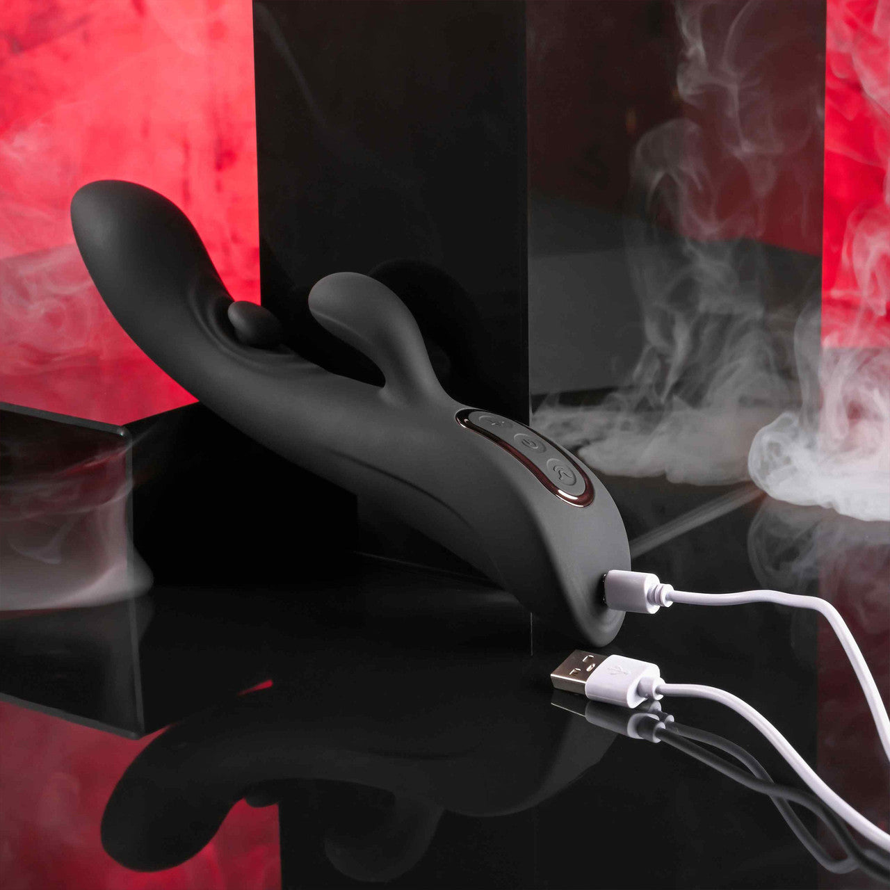 Playboy Pleasure That's The Spot Rechargeable Waterproof Silicone Tapping Rabbit Vibrator - Black