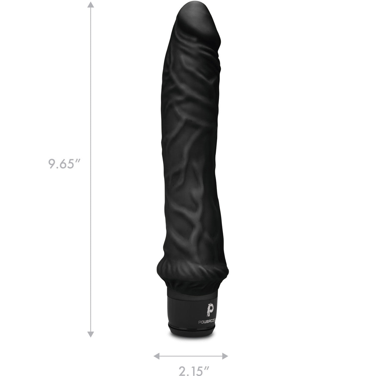 Powercocks Girthy Realistic Silicone Waterproof Rechargeable 8" Vibrator - Black