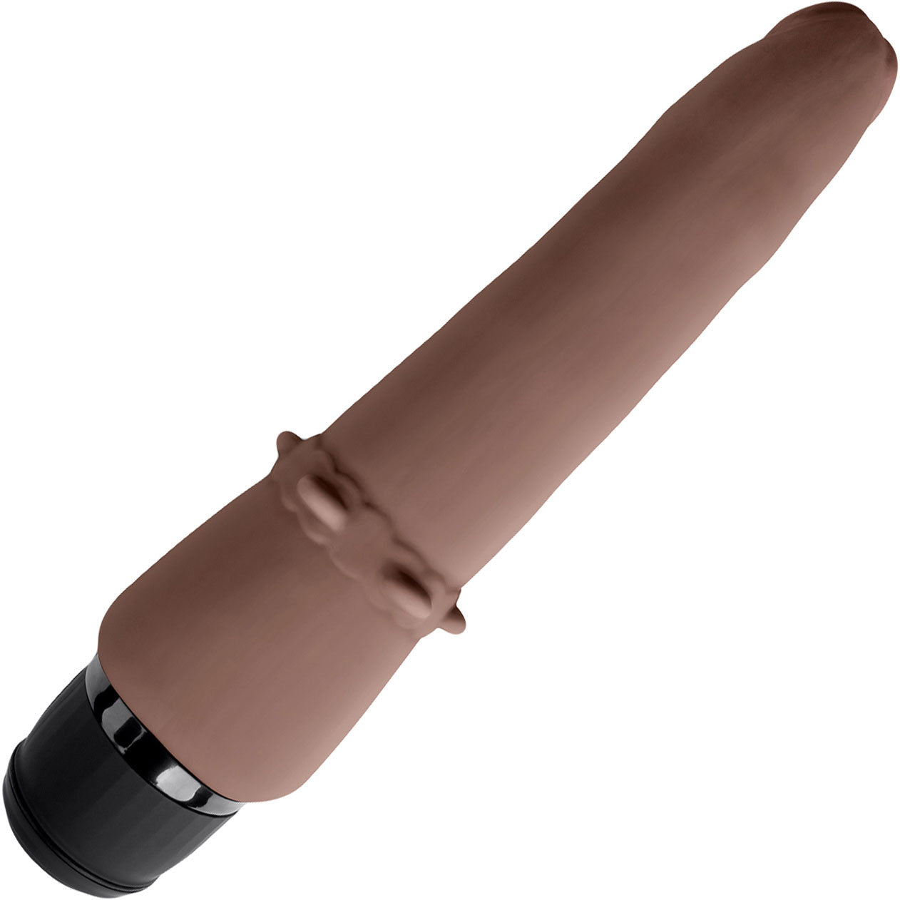 Powercocks Slim Anal Realistic Silicone Waterproof Rechargeable 7" Vibrator - Chocolate