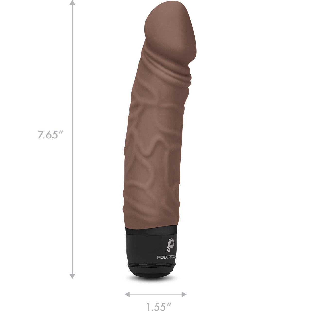 Powercocks Realistic Silicone Waterproof Rechargeable 6.5" Vibrator - Chocolate